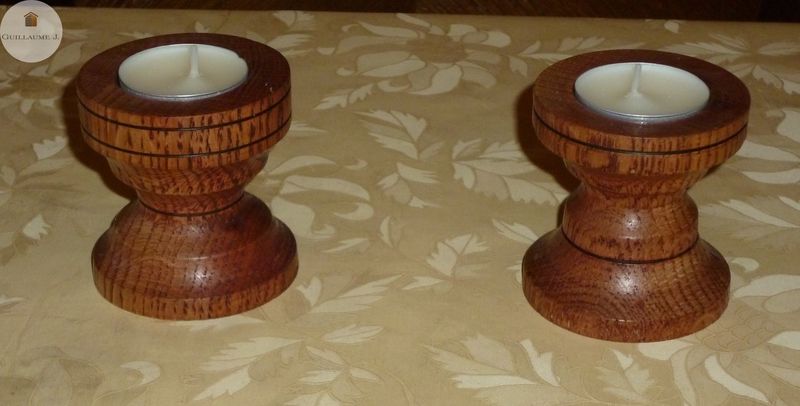 Paire de bougeoirs en bois tourné – Guillaume Menuiserie