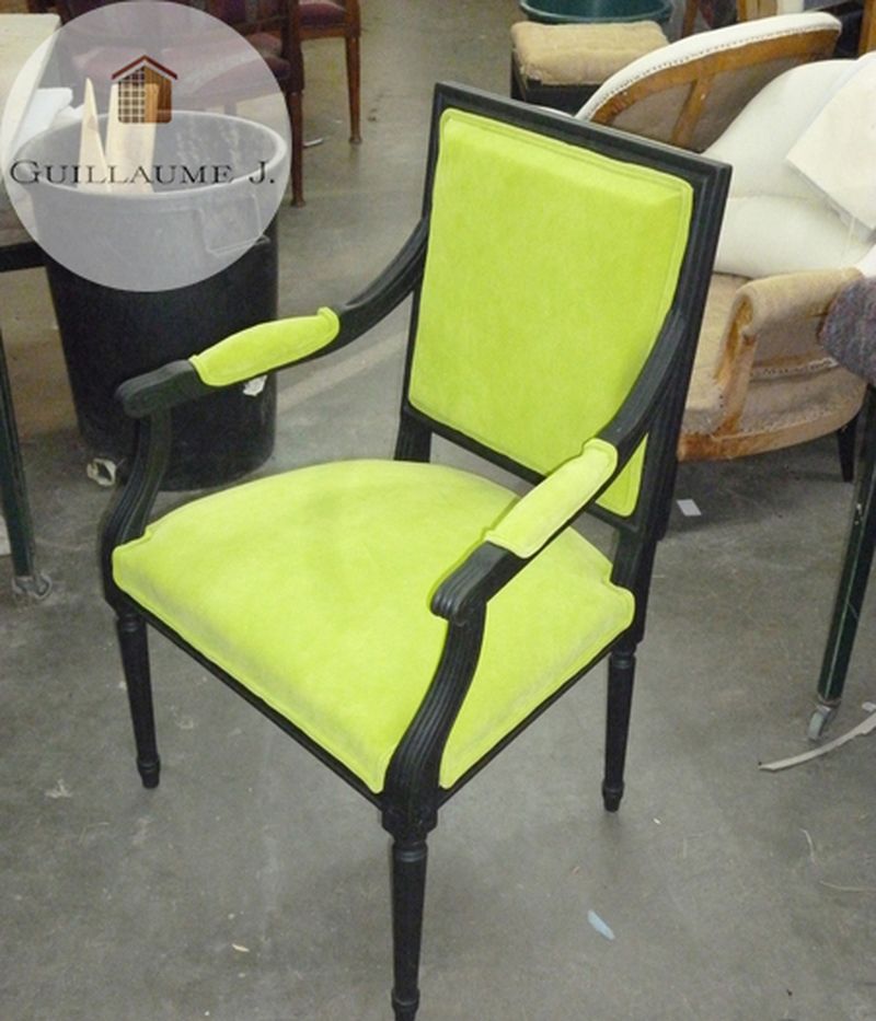 Fauteuil regarni vert anis – Guillaume Menuiserie